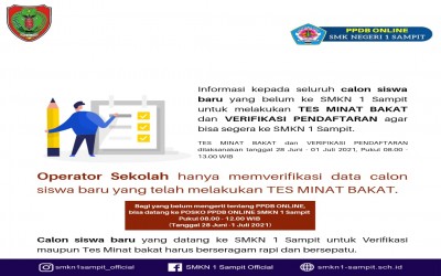 Informasi tentang Verifikasi Pendaftaran SMK N 1 Sampit